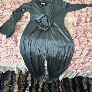 Fashion Nova Teal Satin Blouse